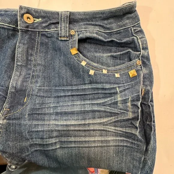 Lolo Skinny Jeans Womens Sz 14 Blue Distressed Studded Hi-Rise Medium Wash - Picture 3 of 16